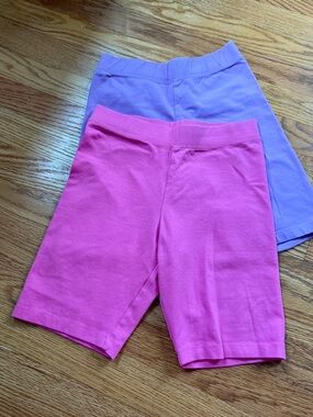 2 pair Primary Kids Bike Shorts in Pink and Lavender